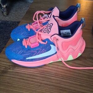 Nike Kids Bright Pink and Blue Basketball Sneakers